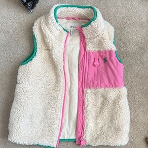 Joules Kids Fleece Vest in Cream and Pink
